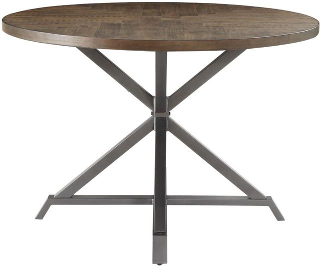 Homelegance® Fideo Burnished Brown Dining Table with Gray Metal Base -0
