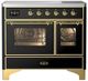 Ilve® Majestic III 40" Glossy Black Pro Style Induction Range with Triple Glass Door and Brass Trim-0