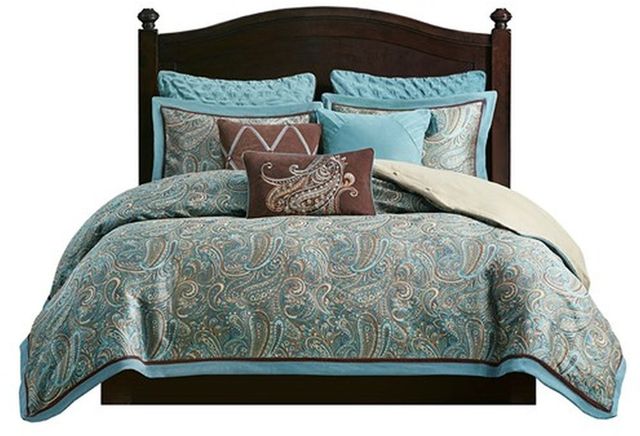 Olliix by Hampton Hill Lauren Blue Queen Comforter Set-4