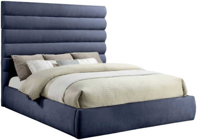 Meridian Furniture Adam Navy 71" King Upholstered Panel Bed-0