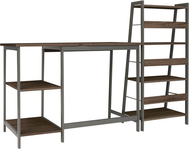 Signature Design by Ashley® Soho Warm Brown Office Desk and Shelf-2