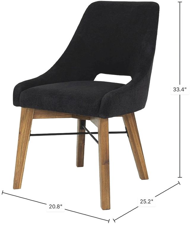 LH Home Gia Graphite Grey/Warm Pecan Curved Dining Chair-2