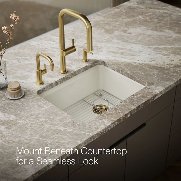 KOHLER® Riverby® Biscuit 25" Undermount Single-Bowl Kitchen Sink with Sink Rack-4