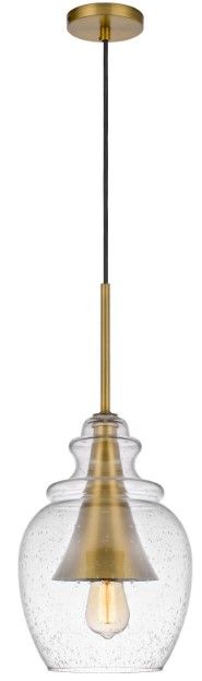 Cal® Lighting & Accessories Girona Antique Brass/Glass Pendant-1