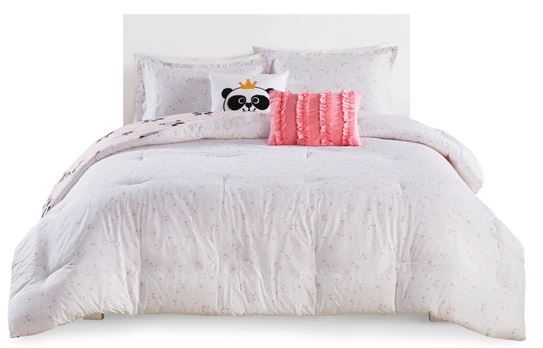 Olliix by Urban Habitat Kids Piper Blush Full/Queen Ballerina Panda Cotton Reversible Comforter Set-1