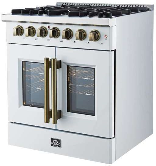 FORNO® Galiano Alta Qualita 30" White Pro Style Dual Fuel Range -2