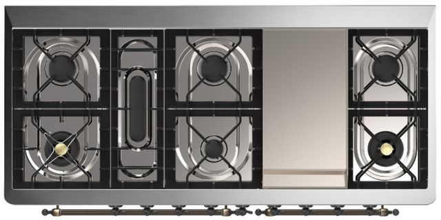 Ilve® Majestic III 60" Stainless Steel Pro Style Dual Fuel Liquid Propane Range with Triple Glass Door and Burnished Trim-3