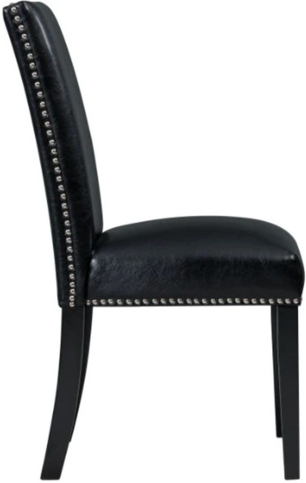 Elements International Meridian Black Upholstered Dining Side Chair-2