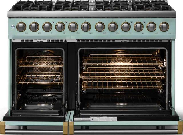 Viking® 5 Series 48" Splash Pro Style Dual Fuel (LP) Range with Brushed Brass Trim-1