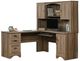 Sauder® Harbor View® Salt Oak® L-Shaped Desk with Office Hutch-1