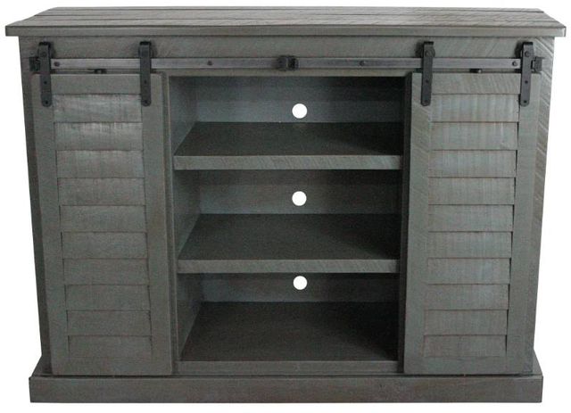 American Heartland Manufacturing Rustic Dark Blue Tall Provincial Shutter TV Stand-1