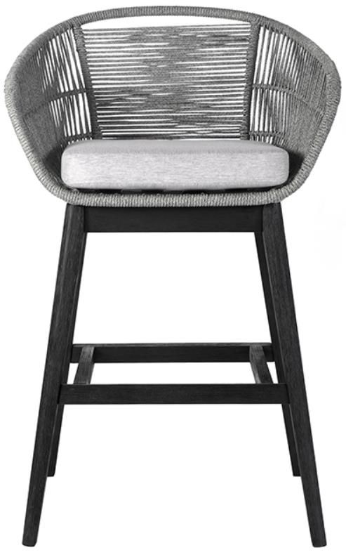 Armen Living Tutti Frutti Black/Gray Fabric/Rope/Wood Outdoor Bar Stool-3