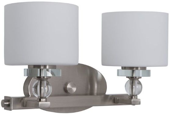 YHD Mitchell Peak Satin Steel/White Dove 2-Light Vanity Lighting-2