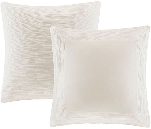 Olliix by N Natori White Hanae Cotton Blend Yarn Dyed Euro Sham-0