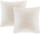 Olliix by N Natori White Hanae Cotton Blend Yarn Dyed Euro Sham-0