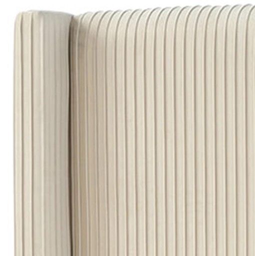 Bernards Luca Beige Pleated Upholstered King Panel Bed-3