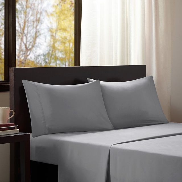 Olliix by Intelligent Design Grey Queen Microfiber All Season Wrinkle-Free Sheet Set-3
