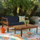 Linon Corolla 2-Piece Brown/Navy Acacia/Fabric Outdoor Conversation Set-1