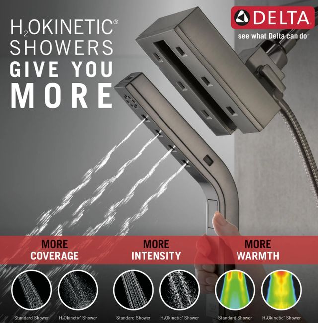 Delta Universal Showering Lumicoat® Black Stainless 1.75 GPM H2Okinetic® In2ition® 4-Setting Two-in-One Shower-3