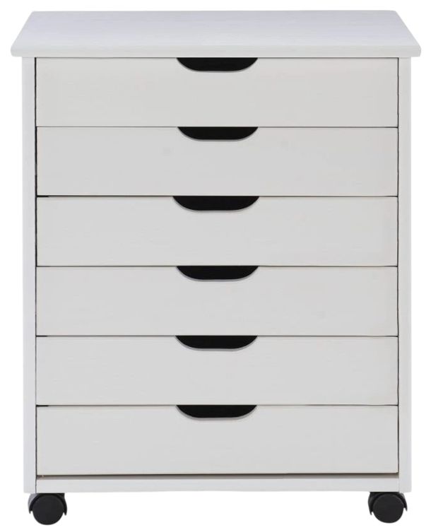 Linon Rudy White Wide Rolling Storage Cart-3