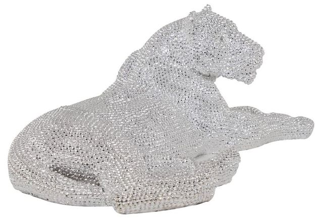 Deco Marche U Select Silver Polystone Leopard Floor Decorative Sculpture-2