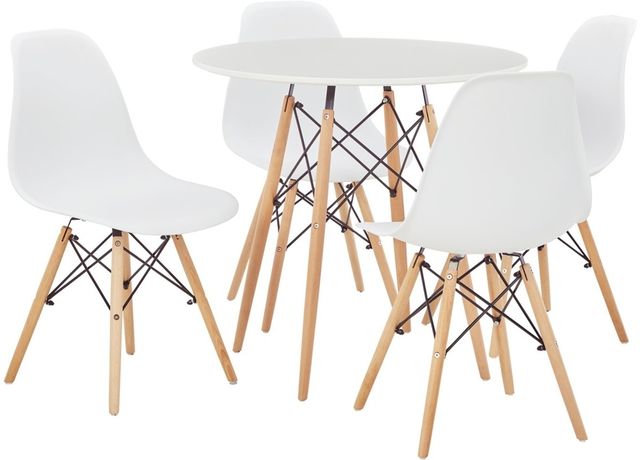 Signature Design by Ashley® Jaspeni 5-Piece White/Natural Dining Set-0
