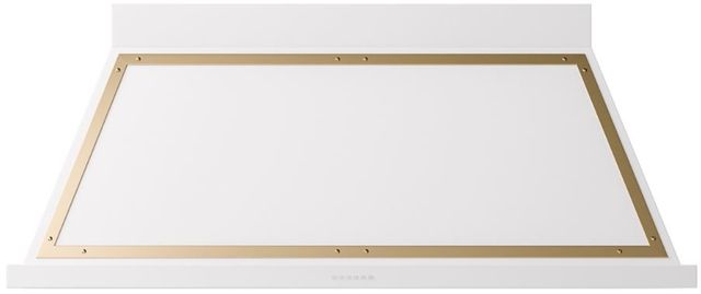 Ilve® Nostalgie II Noblesse 60" White Wall Mounted Range Hood with Brass Trim-0