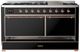 Ilve® Majestic III 60" Glossy Black Pro Style Dual Fuel Liquid Propane Range with Solid Door and Copper Trim-1