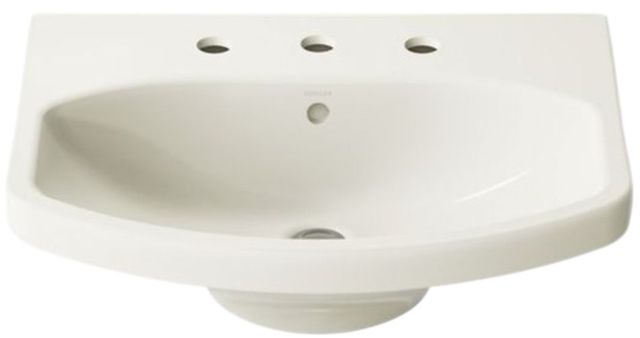 Kohler Cimarron® Biscuit 22.75" Widespread Faucet Holes Rectangular Pedestal Bathroom Sink-4