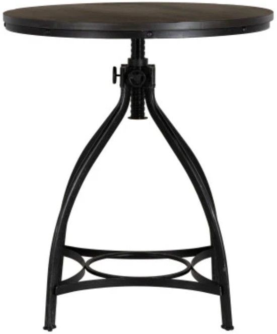 Powell® Haywood Gray Wooden Top Bar Table with Steel Base-3