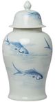 A & B Home Koi White Ginger Jar-1