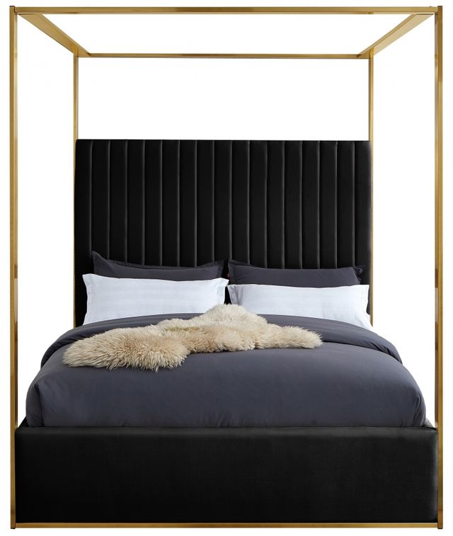 Meridian Furniture Jones Black King Upholstered Canopy Bed-1