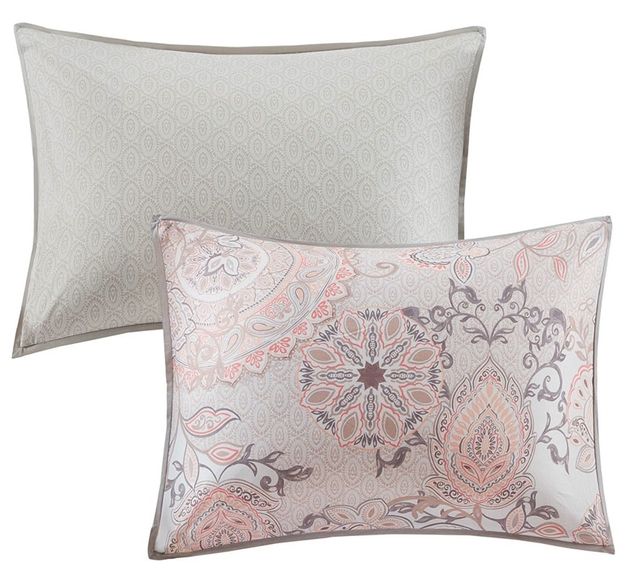 Olliix by Madison Park Isla 8 Pieces Blush King Cotton Printed Reversible Comforter Set-1