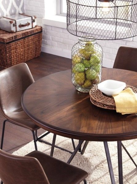Signature Design by Ashley® Centiar Brown Dining Table with Dark Bronze Base-2