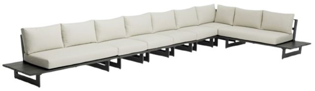 Meridian Furniture Maldives 4-Piece Cream/Dark Gray Aluminum/Fabric 212" Outdoor Modular Sectional-0