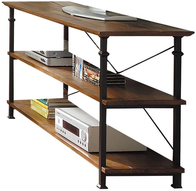 Mazin Furniture Factory Brown Sofa Table/ TV Stand with Black Metal Frame -2