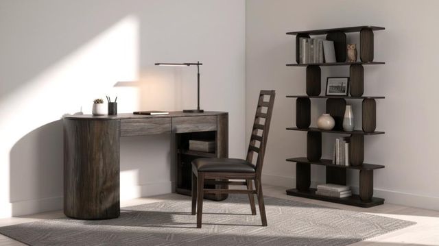 International Furniture Direct Balam Stained Dark Desk-2