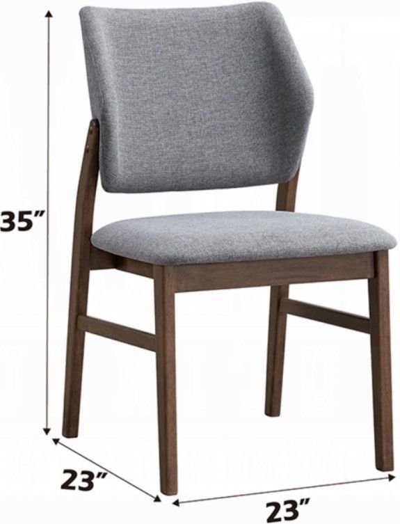 ACME Furniture Sarha 2-Piece Light Gray/Walnut Upholstered Dining Side Chair Set-2