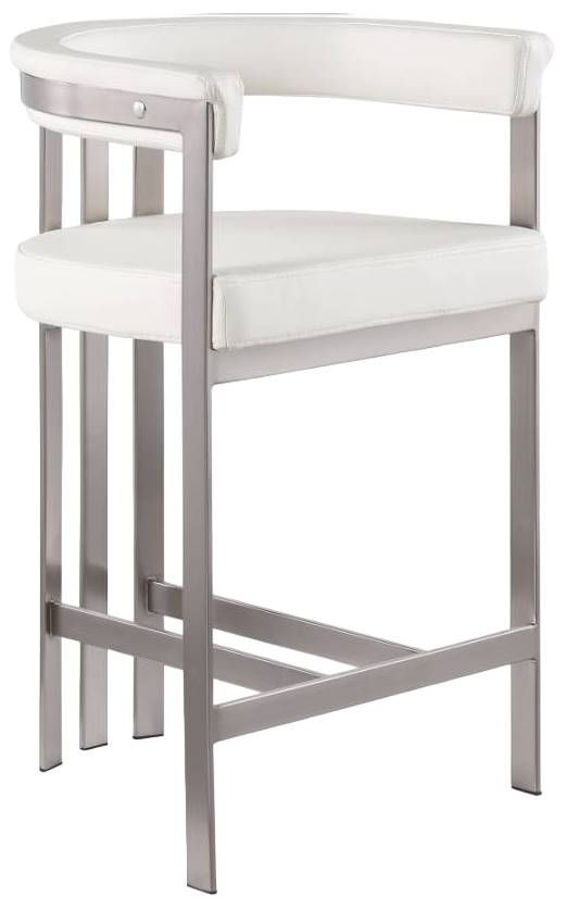 Meridian Furniture Marcello Cream/Brushed Chrome Counter Stool-0