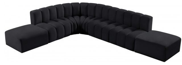 Meridian Furniture Arc 7-Piece Black Velvet Sectional-0