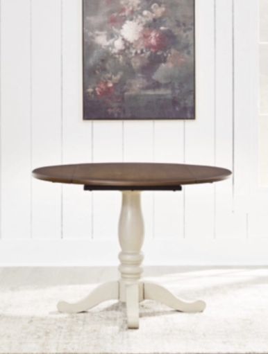 Signature Design by Ashley® Mellintine Brown Dining Table with Antique White Base-1