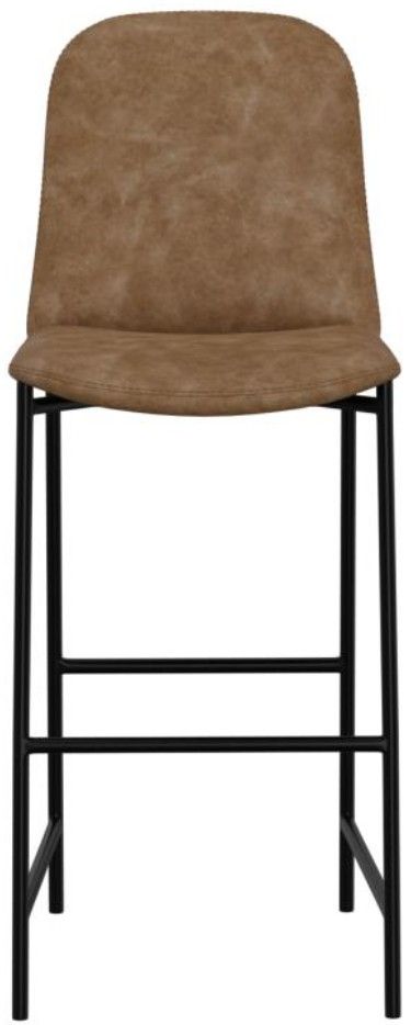International Furniture Direct Seating Blacksmithing Matte Black/Cognac 30" Barstool-2