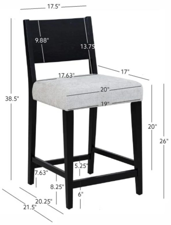 Powell® Cosgrove 2-Piece Black/Light Gray Upholstered Counter Stool Set-2