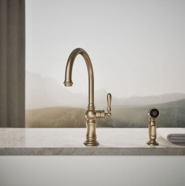 KOHLER® Artifacts® Vibrant Brushed Bronze Single-Handle Kitchen Sink Faucet with 2-Function Sprayhead-2