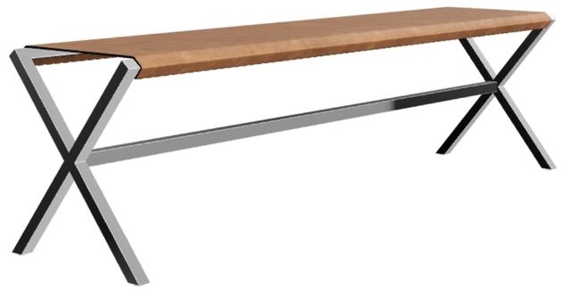 Modus Furniture One Brushed Stainless Steel/Cognac Dining Bench-0