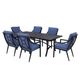GatherCraft Charlotte 5-Piece Baltic Brown/Splendor Denim Aluminum Outdoor Dining Set-1