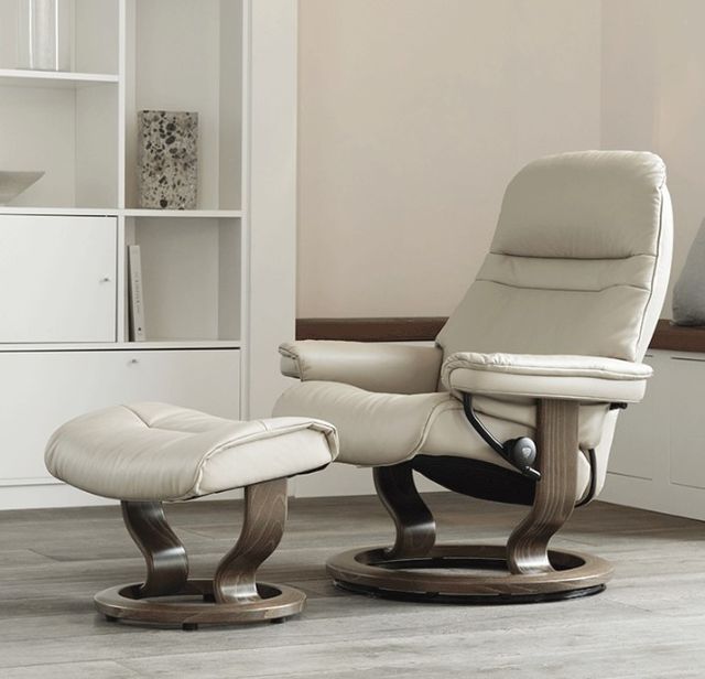 Stressless® by Ekornes® Customizable Sunrise Large Manual Recliner and Ottoman with Classic Base-1