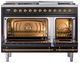 Ilve® Nostalgie II Noblesse 48'' Glossy Black Pro Style Dual Fuel Range with Brass Trim-1