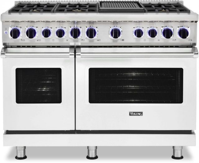 Viking® 7 Series 48" Frost White Pro Style Dual Fuel Natural Gas Range with 12" Griddle-0