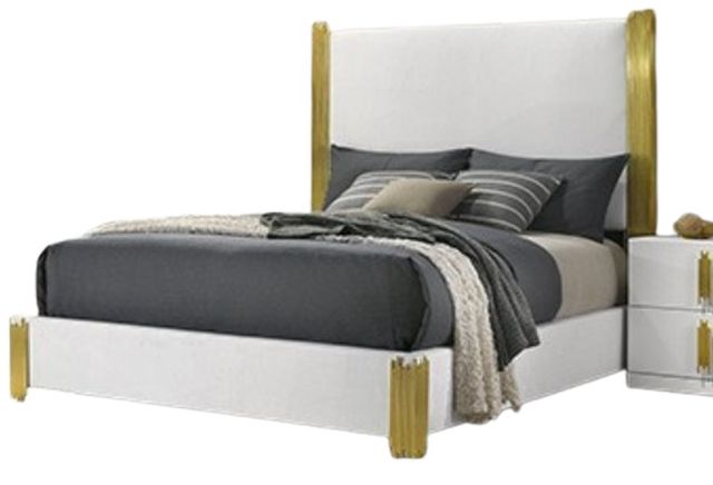 Furniture of America® Basildo Gold/White Queen Panel Bed-0